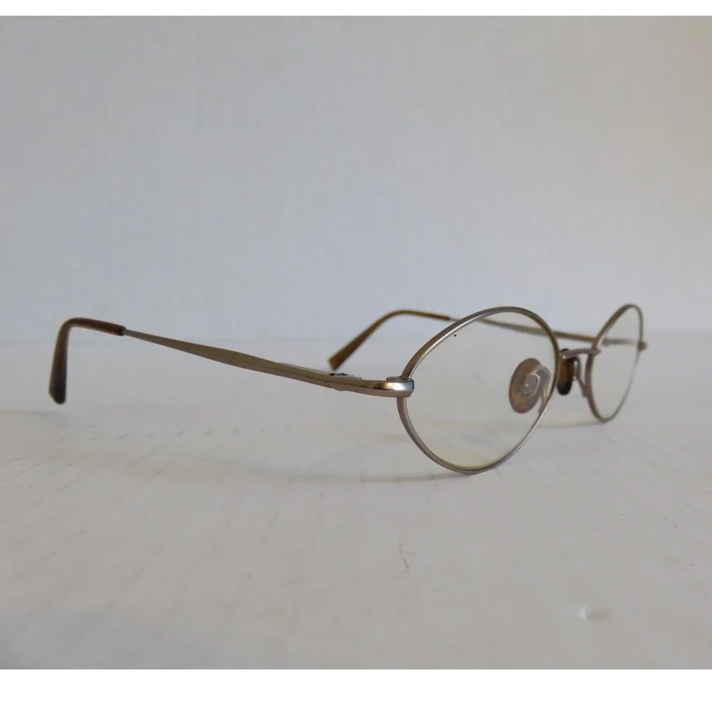 Anne Klein Y2K Gold Bronze Metal Oval Eyeglass Frames 49-18-130 Womens